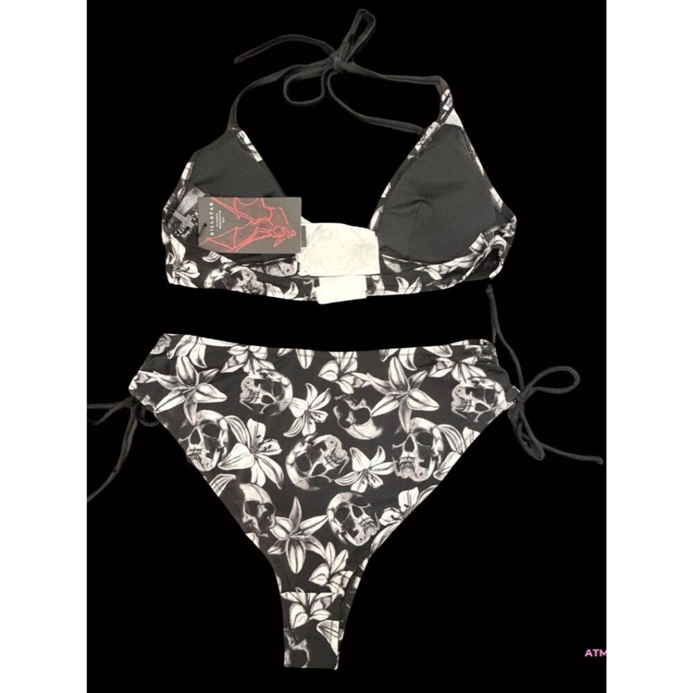 NWT Killstar Harlette's Revenge Skull Floral Pentagram Two-Piece Bikini LG - Picture 13 of 16